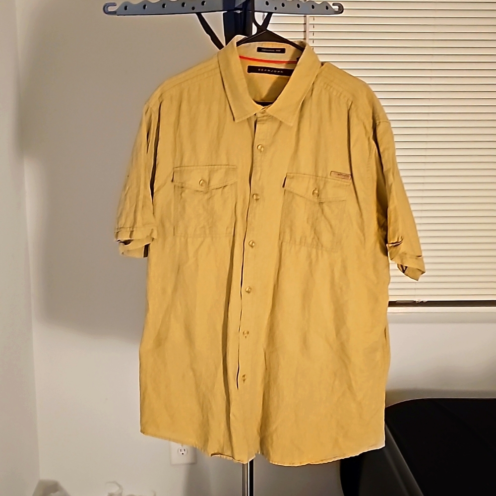 Sean John - 3X Linen Button Down Short-sleeved shirt - Linen/Cotton